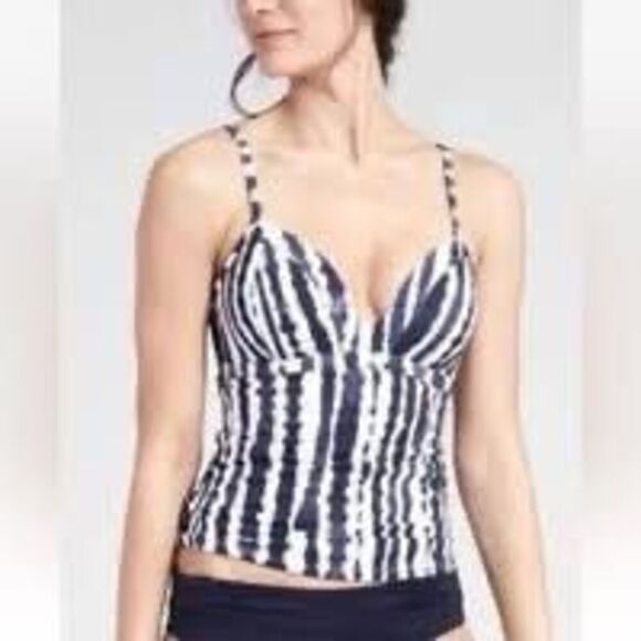 ATHLETA Sz M Tankini Swimsuit Molded Cup Wave Break - Picture 1 of 10